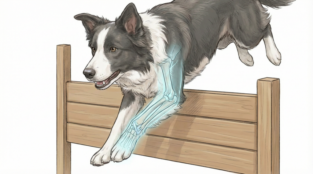 アジリティ犬の手根関節過伸展｜ジャンプ着地で前肢に高負荷がかかる原因と予防法