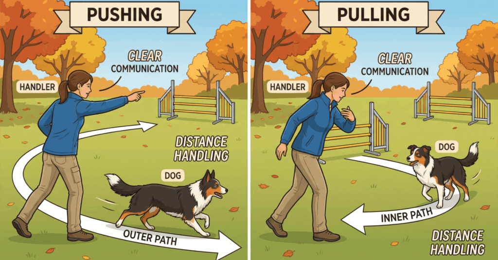 プッシングとプリングの基本｜犬を遠い障害へ導くアジリティ技術