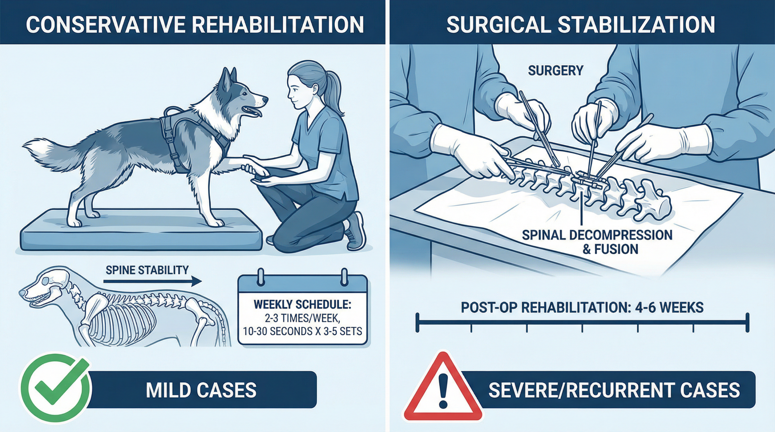 2つの治療オプション：保存的リハビリと外科安定化