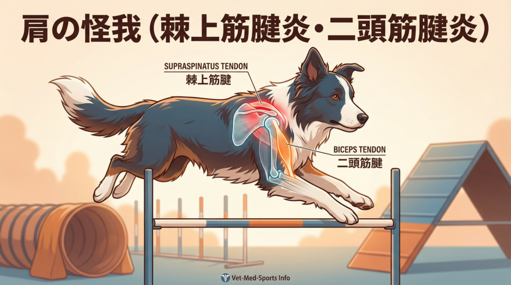 アジリティ犬の肩の怪我｜棘上筋腱炎・二頭筋腱炎の原因・症状・治療法